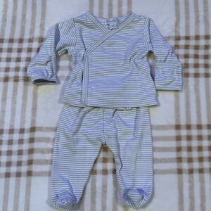 Kissy Kissy Silver Simple Stripes Footed Pant Set